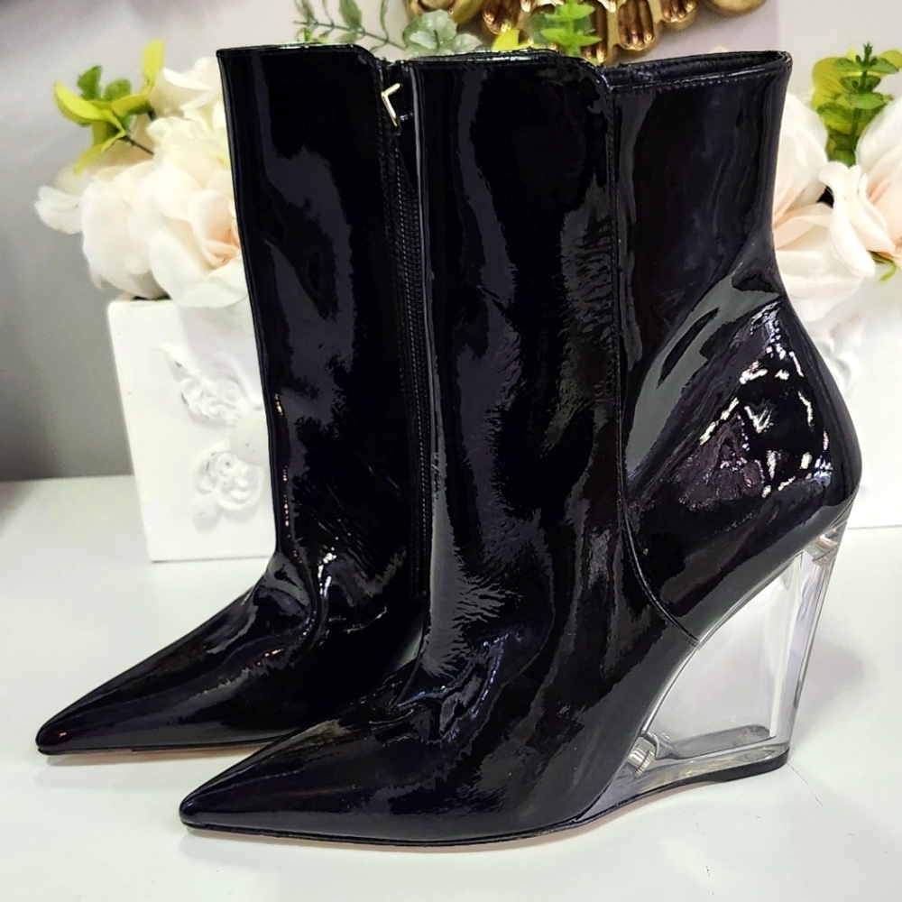 Stuart Weitzman Lucite 100 Wedge Booties Size 4b - image 1